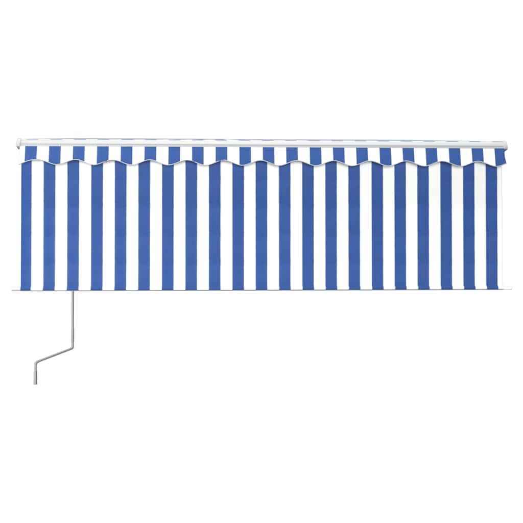 vidaXL Copertină retractabilă automat cu stor, albastru & alb, 4x3 m vidaXL Copertină retractabilă automat cu stor, albastru & alb, 4x3 m