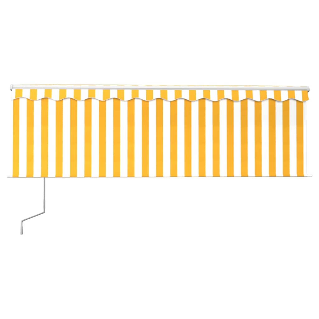 vidaXL Copertină retractabilă automat cu stor, galben&alb, 4x3 m vidaXL Copertină retractabilă automat cu stor, galben&alb, 4x3 m