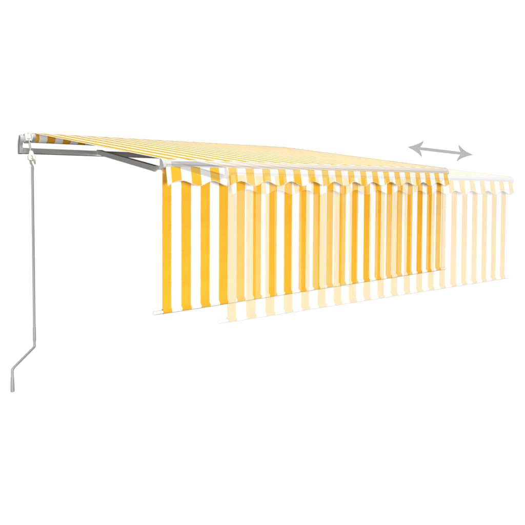 vidaXL Copertină retractabilă automat cu stor, galben&alb, 4x3 m vidaXL Copertină retractabilă automat cu stor, galben&alb, 4x3 m
