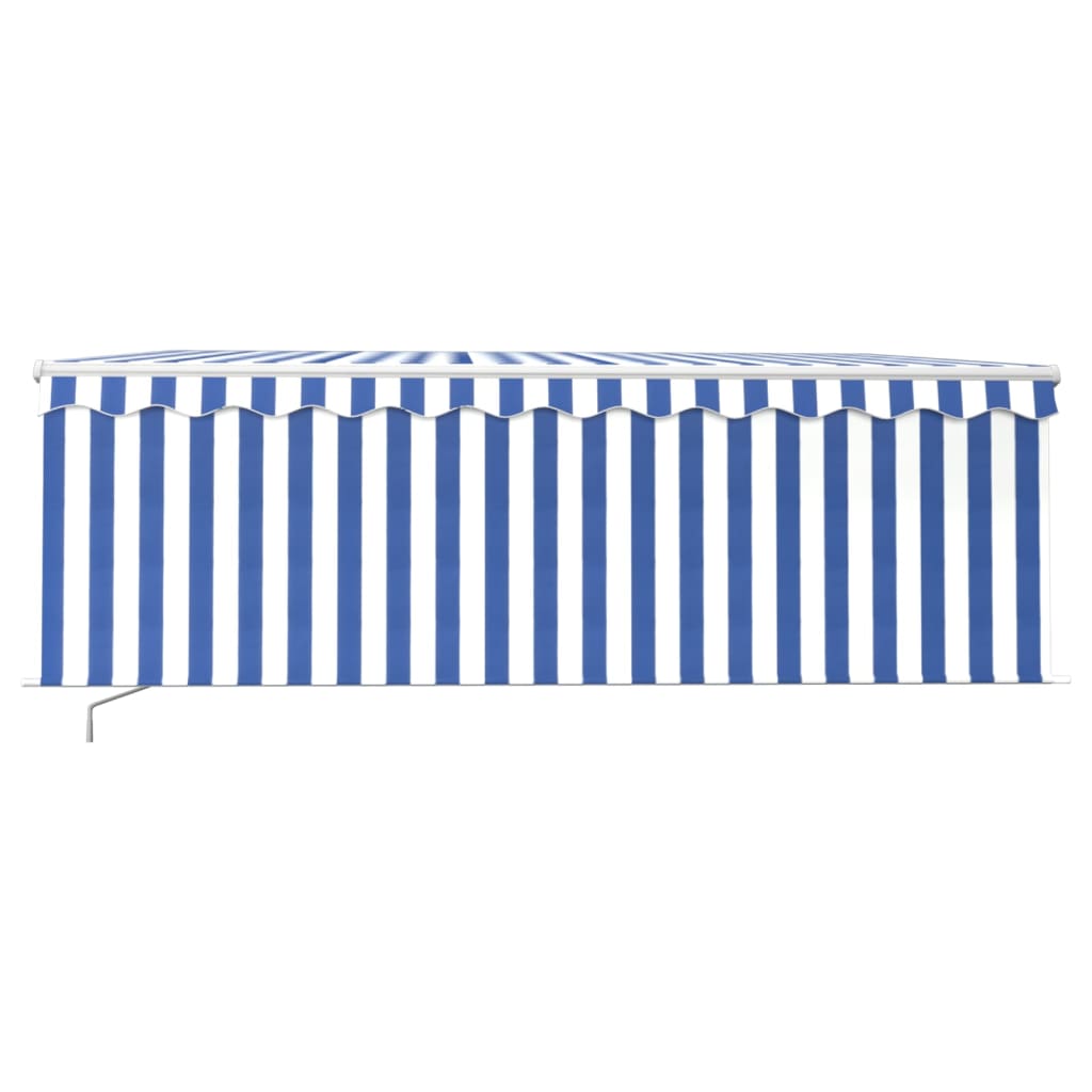 vidaXL Copertină retractabilă manual cu stor&LED, albastru&alb, 4,5x3m vidaXL Copertină retractabilă manual cu stor&LED, albastru&alb, 4,5x3m