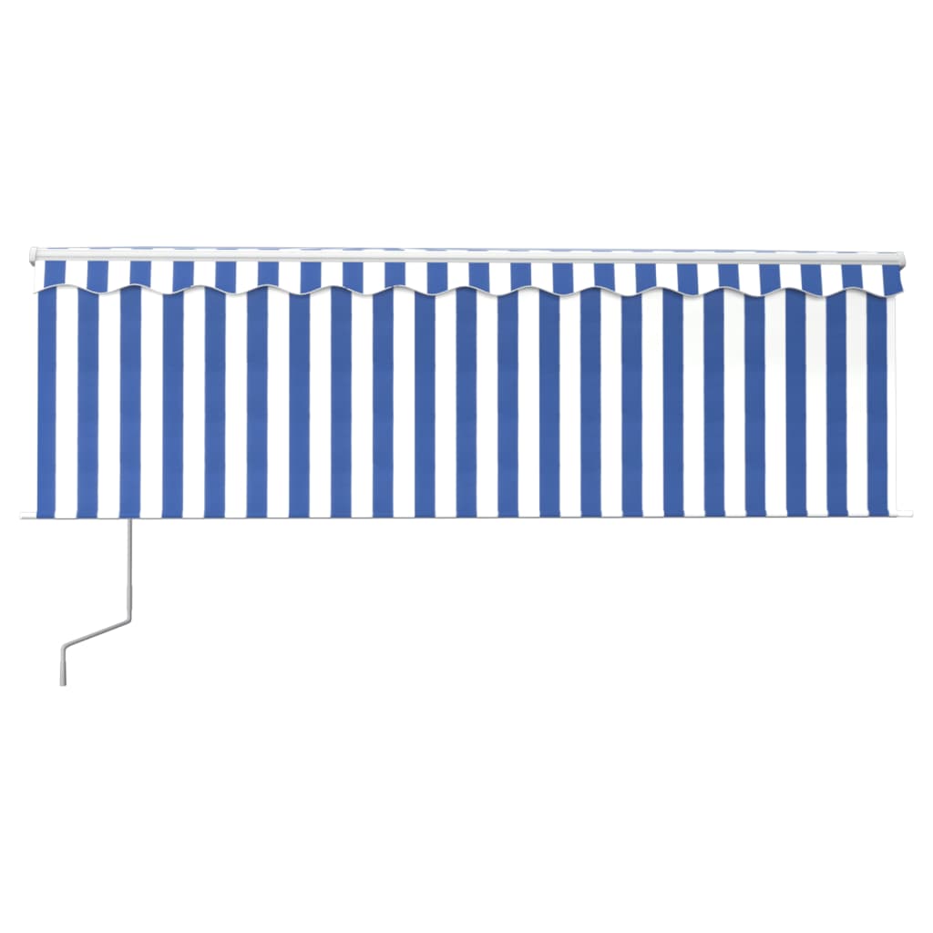 vidaXL Copertină retractabilă automat cu stor, albastru&alb, 4,5x3 m vidaXL Copertină retractabilă automat cu stor, albastru&alb, 4,5x3 m
