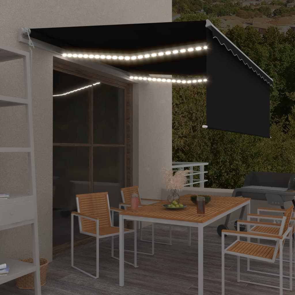 vidaXL Copertină automată cu stor&senzor vânt&LED, antracit, 4,5x3 m vidaXL Copertină automată cu stor&senzor vânt&LED, antracit, 4,5x3 m