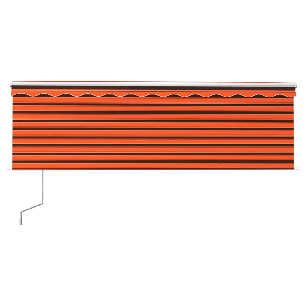 vidaXL Copertină automată stor LED senzor vânt portocaliu&maro 4,5x3 m vidaXL Copertină automată stor LED senzor vânt portocaliu&maro 4,5x3 m