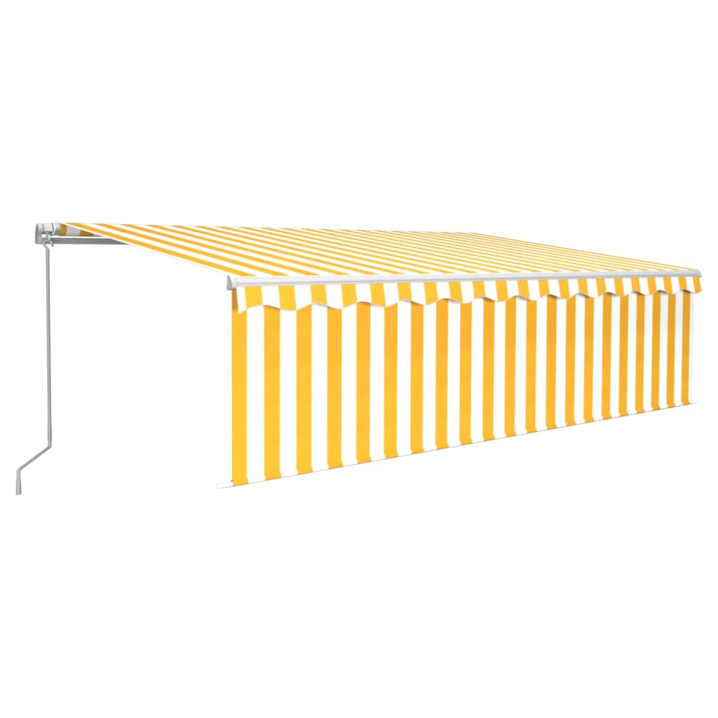 vidaXL Copertină retractabilă manual cu stor, galben&alb, 5x3 m