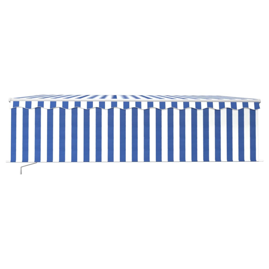 vidaXL Copertină retractabilă manual cu stor&LED, albastru&alb, 5x3 m vidaXL Copertină retractabilă manual cu stor&LED, albastru&alb, 5x3 m