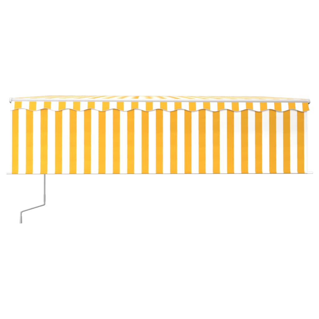 vidaXL Copertină retractabilă automat cu stor, galben&alb, 5x3 m