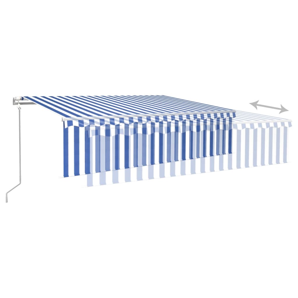 vidaXL Copertină retractabilă automat cu stor, albastru&alb, 6x3 m vidaXL Copertină retractabilă automat cu stor, albastru&alb, 6x3 m