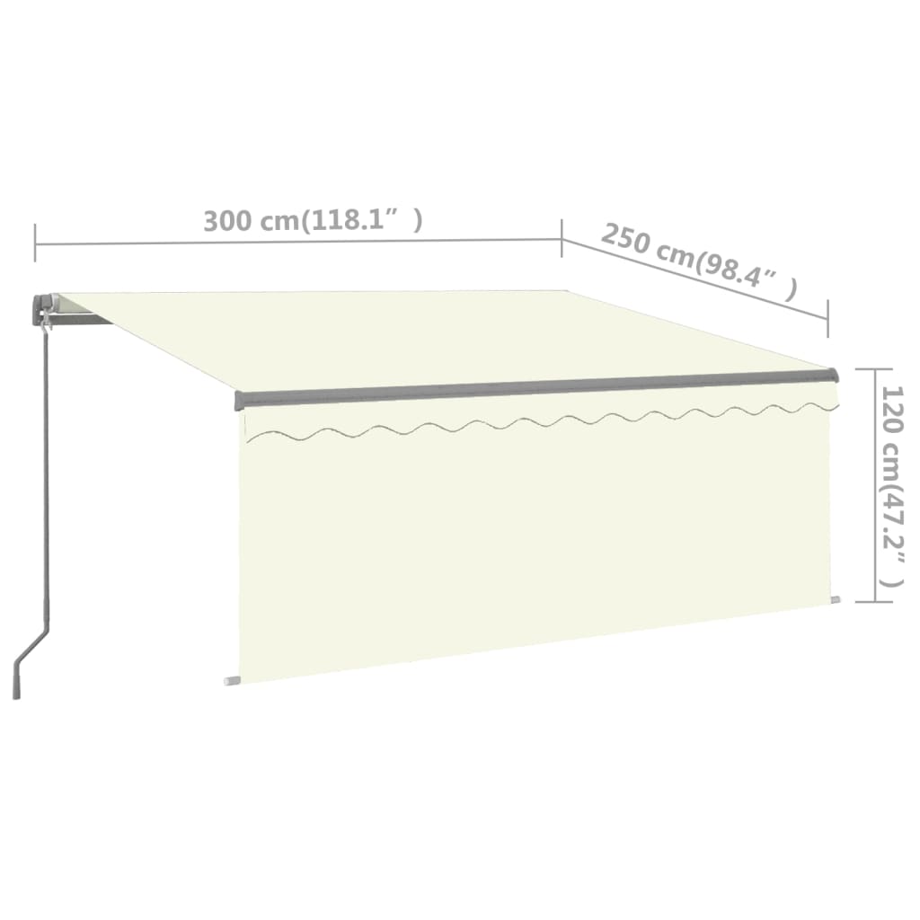 vidaXL Copertină retractabilă manual cu stor&LED, crem, 3x2,5 m vidaXL Copertină retractabilă manual cu stor&LED, crem, 3x2,5 m