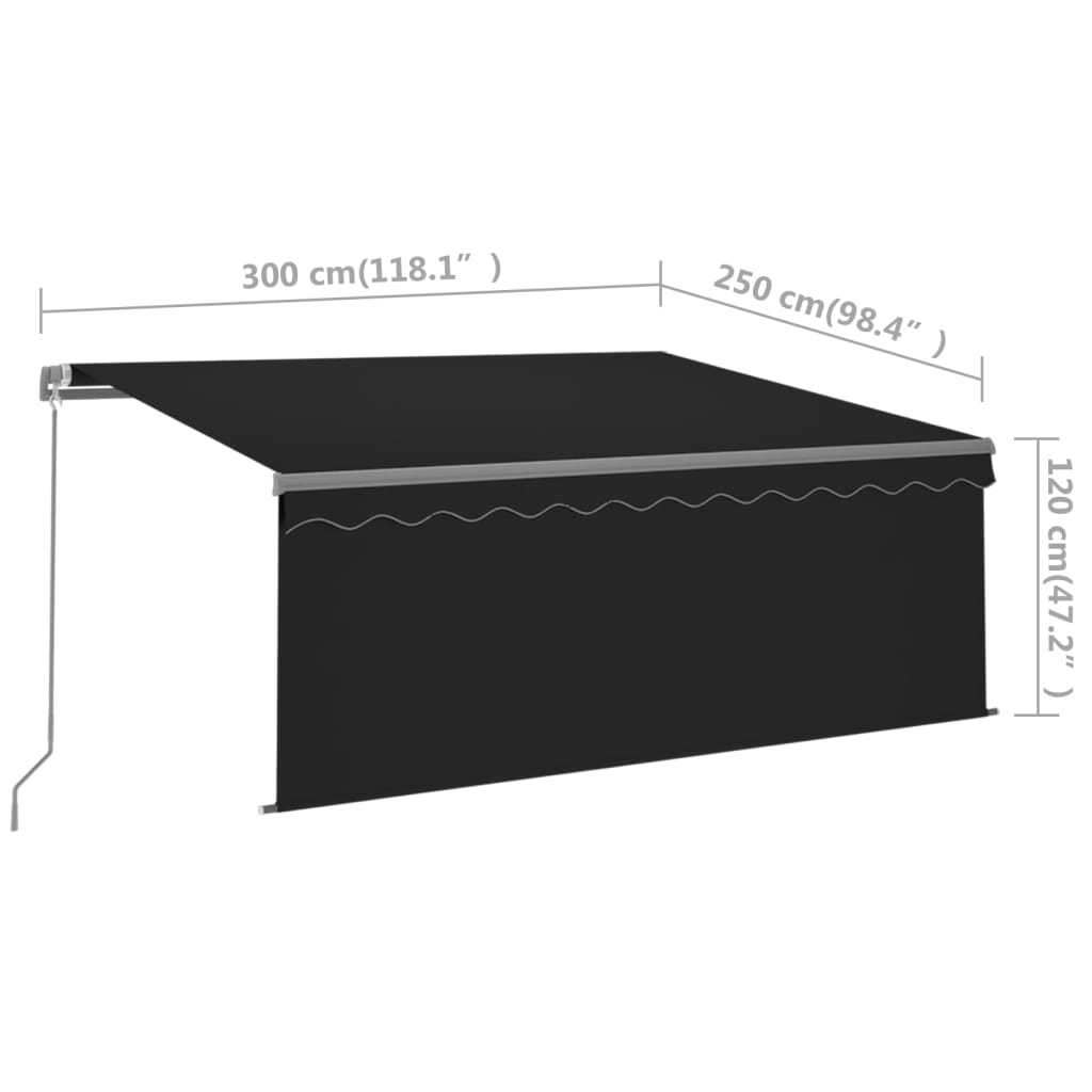 vidaXL Copertină retractabilă manual cu stor&LED, antracit, 3x2,5 m vidaXL Copertină retractabilă manual cu stor&LED, antracit, 3x2,5 m