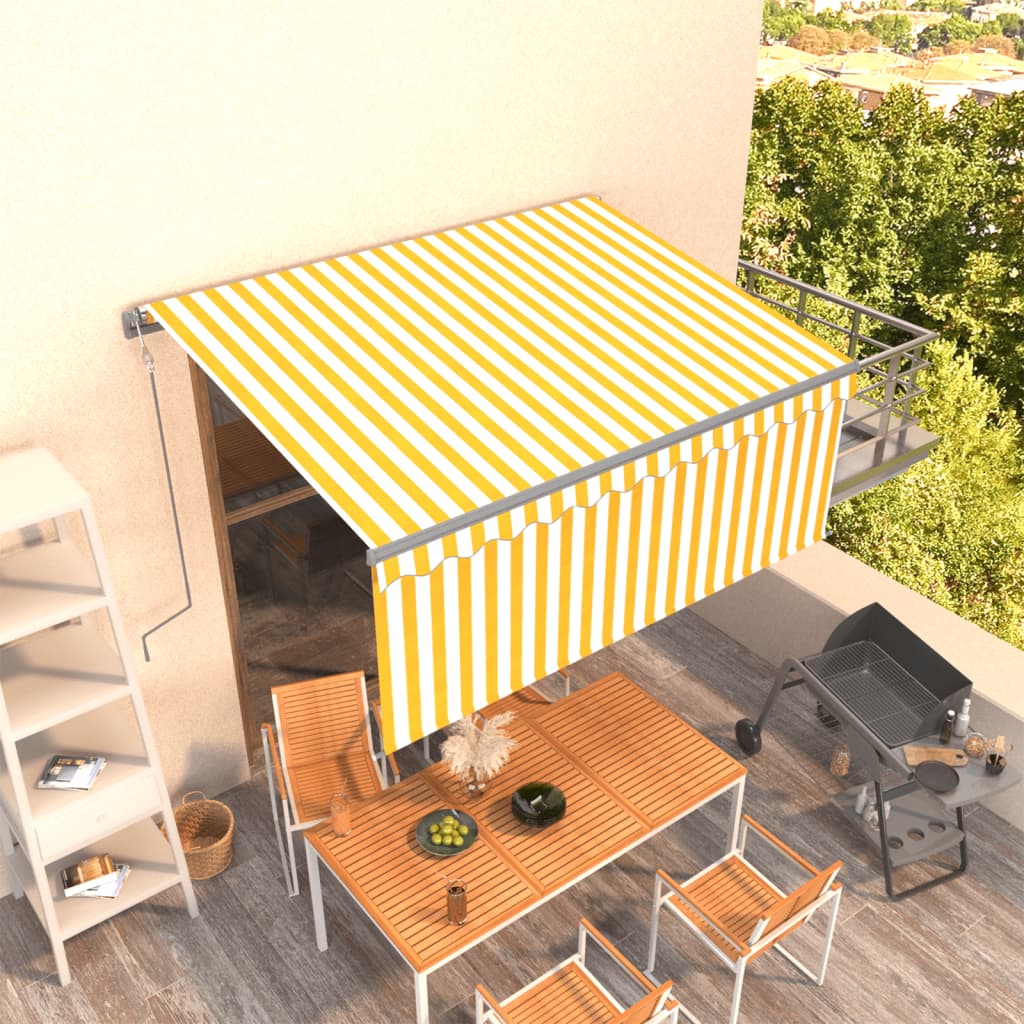 vidaXL Copertină retractabilă automat cu stor, galben & alb, 3x2,5 m vidaXL Copertină retractabilă automat cu stor, galben & alb, 3x2,5 m