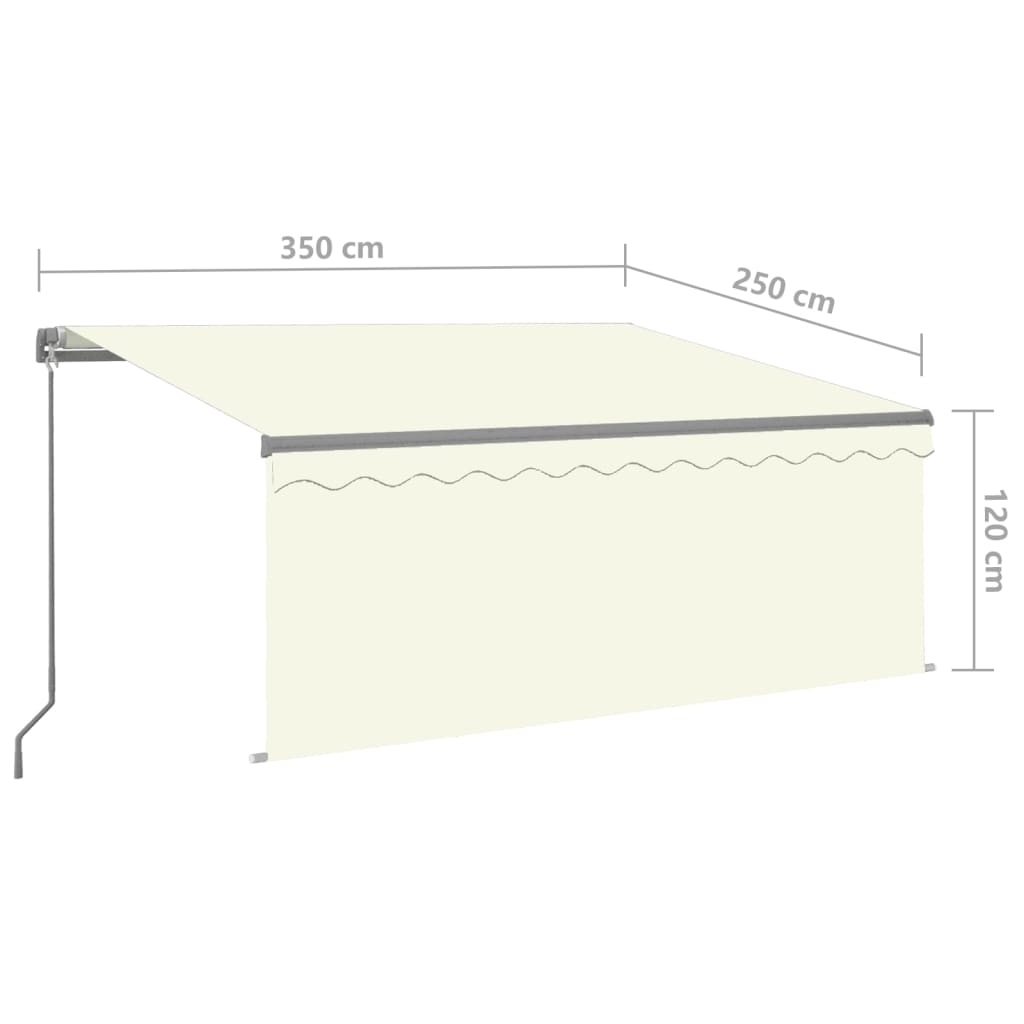 vidaXL Copertină retractabilă manual cu stor&LED, crem, 3,5x2,5 m