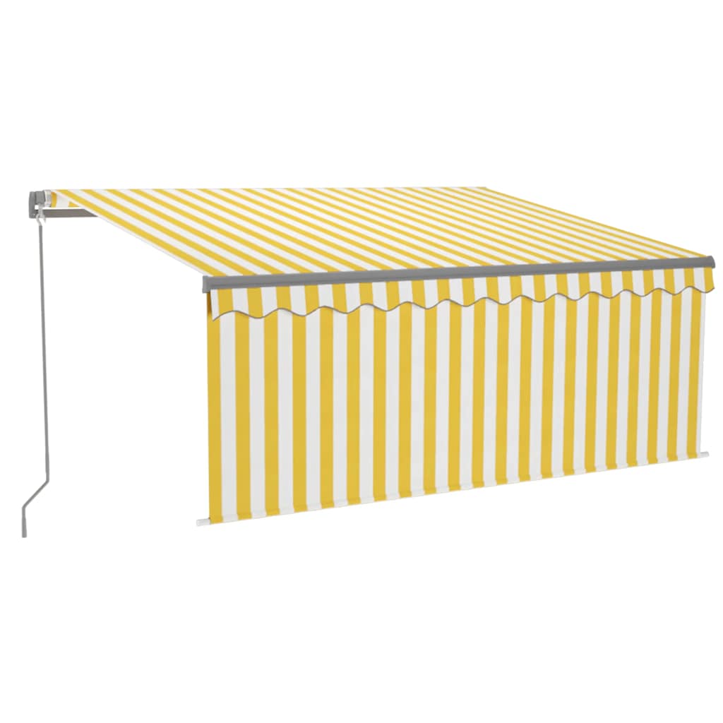 vidaXL Copertină retractabilă manual cu stor, galben&alb, 3,5x2,5 m