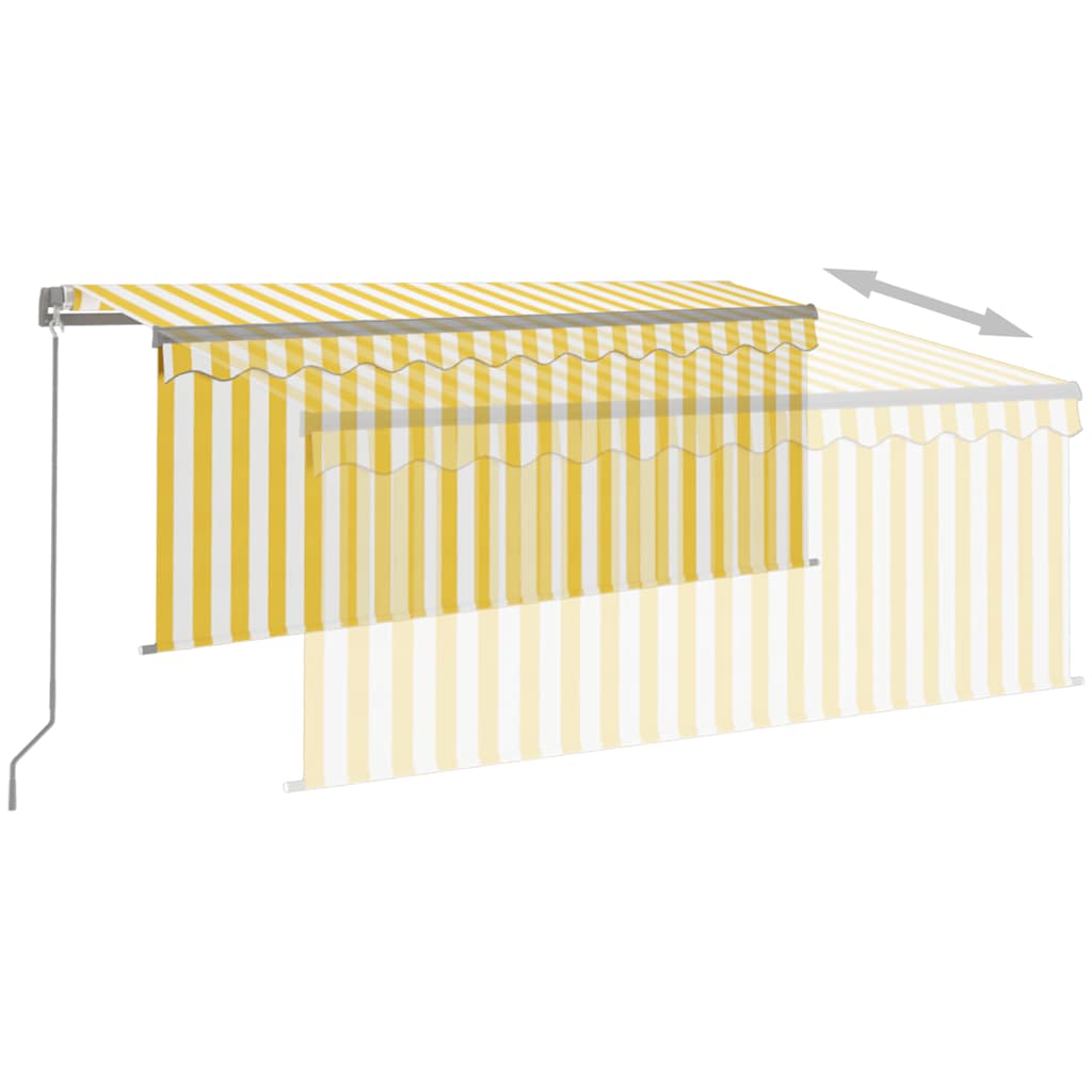 vidaXL Copertină retractabilă manual cu stor, galben&alb, 3,5x2,5 m