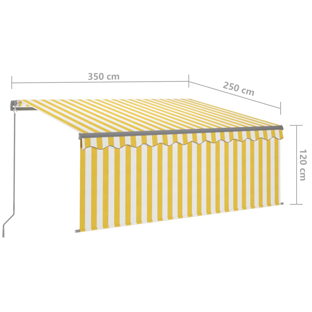 vidaXL Copertină retractabilă manual cu stor, galben&alb, 3,5x2,5 m