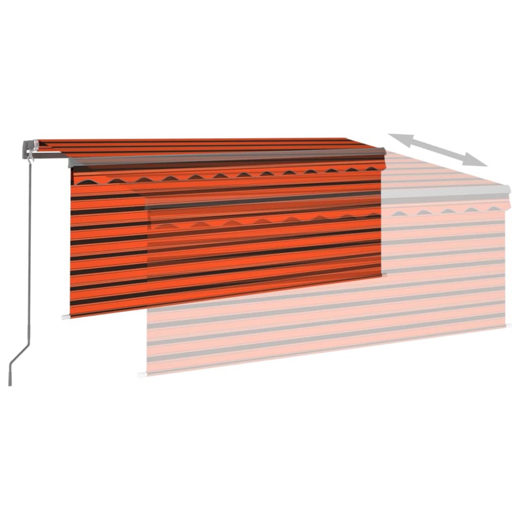 vidaXL Copertină manuală cu stor&LED portocaliu&maro 3,5x2,5 m vidaXL Copertină manuală cu stor&LED portocaliu&maro 3,5x2,5 m