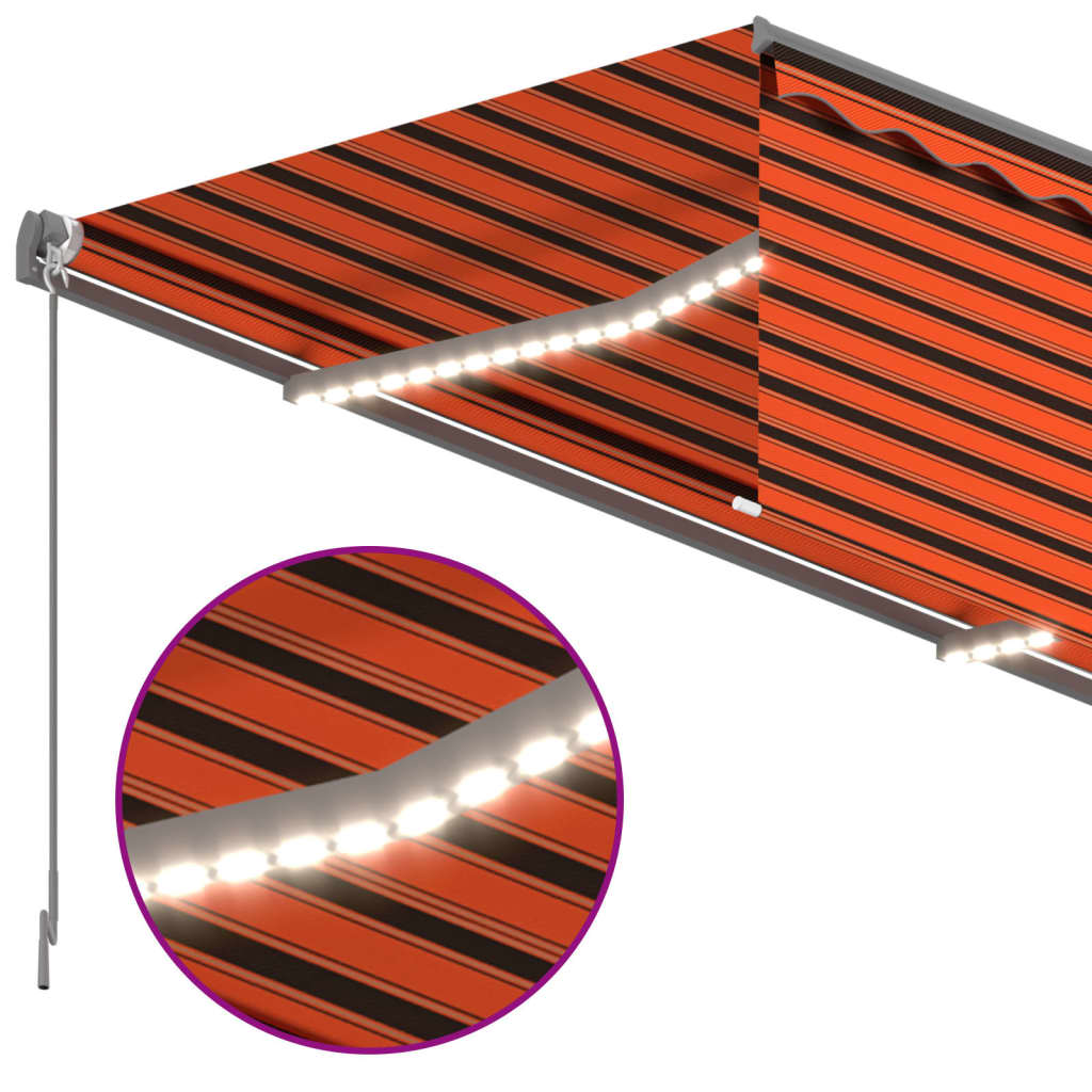 vidaXL Copertină manuală cu stor&LED portocaliu&maro 3,5x2,5 m vidaXL Copertină manuală cu stor&LED portocaliu&maro 3,5x2,5 m