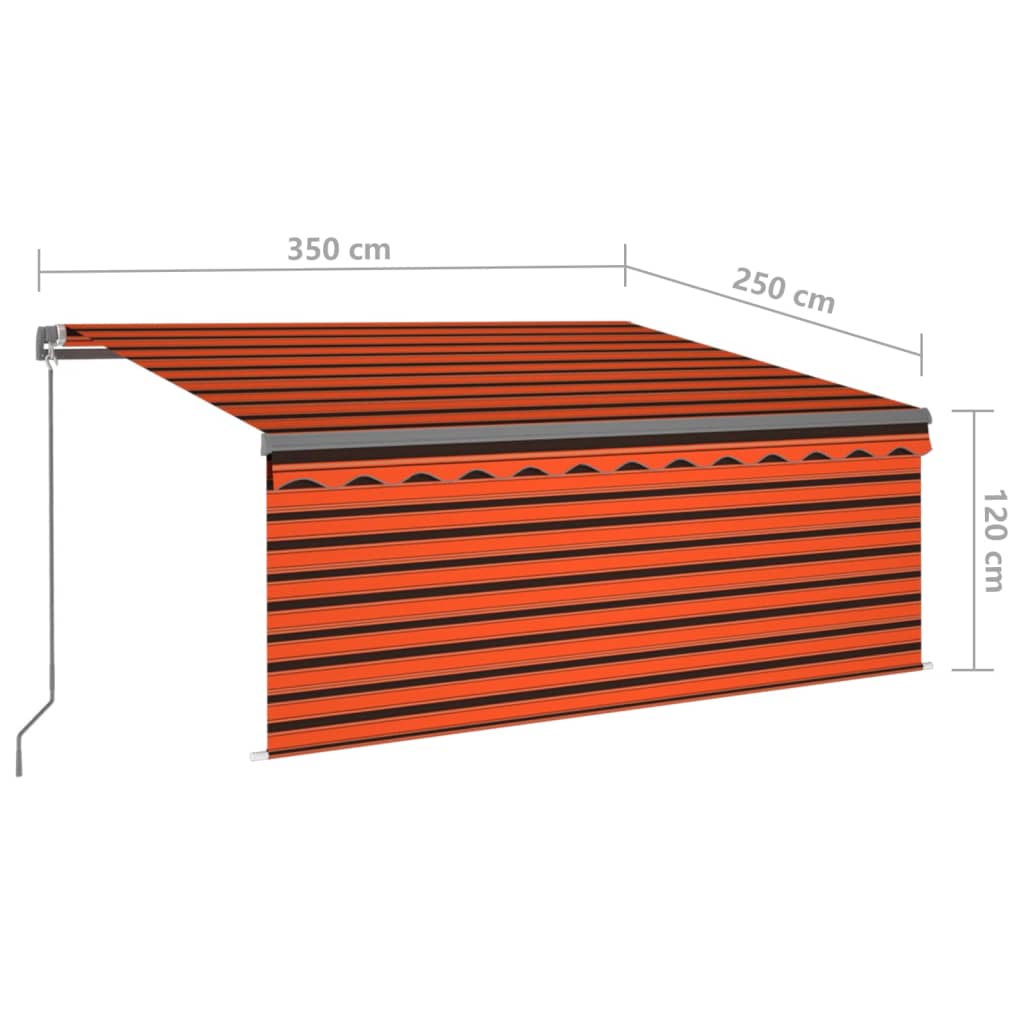 vidaXL Copertină manuală cu stor&LED portocaliu&maro 3,5x2,5 m vidaXL Copertină manuală cu stor&LED portocaliu&maro 3,5x2,5 m