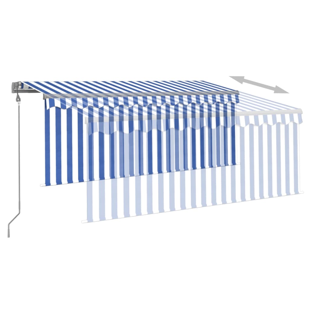 vidaXL Copertină retractabilă automat cu stor, albastru&alb, 3,5x2,5 m vidaXL Copertină retractabilă automat cu stor, albastru&alb, 3,5x2,5 m