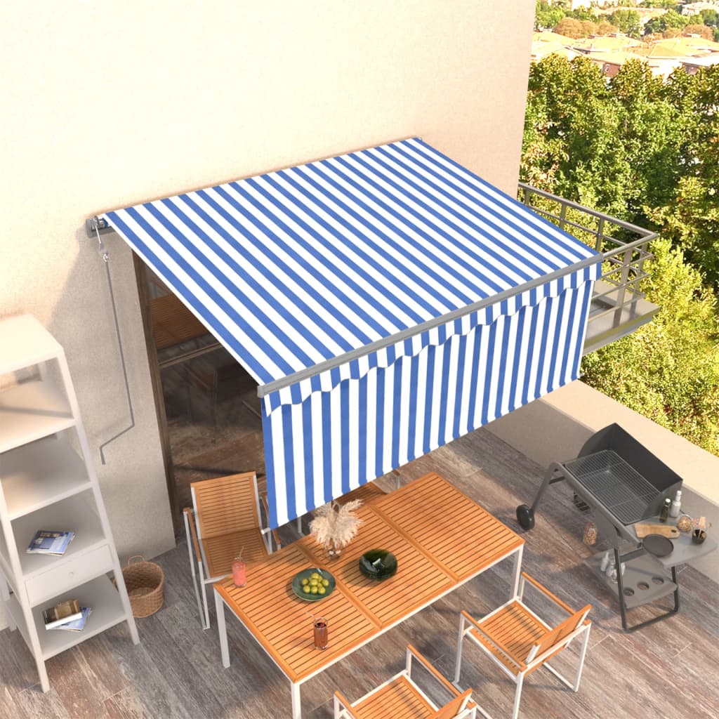 vidaXL Copertină retractabilă automat cu stor, albastru&alb, 3,5x2,5 m vidaXL Copertină retractabilă automat cu stor, albastru&alb, 3,5x2,5 m