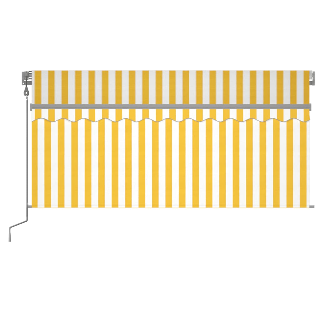 vidaXL Copertină retractabilă automat cu stor, galben&alb, 3,5x2,5 m