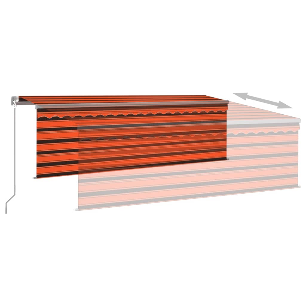 vidaXL Copertină retractabilă manual cu stor, portocaliu&maro, 4x3 m vidaXL Copertină retractabilă manual cu stor, portocaliu&maro, 4x3 m