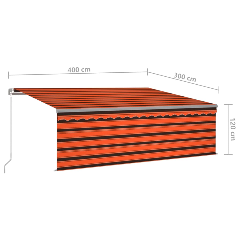 vidaXL Copertină retractabilă manual cu stor, portocaliu&maro, 4x3 m vidaXL Copertină retractabilă manual cu stor, portocaliu&maro, 4x3 m