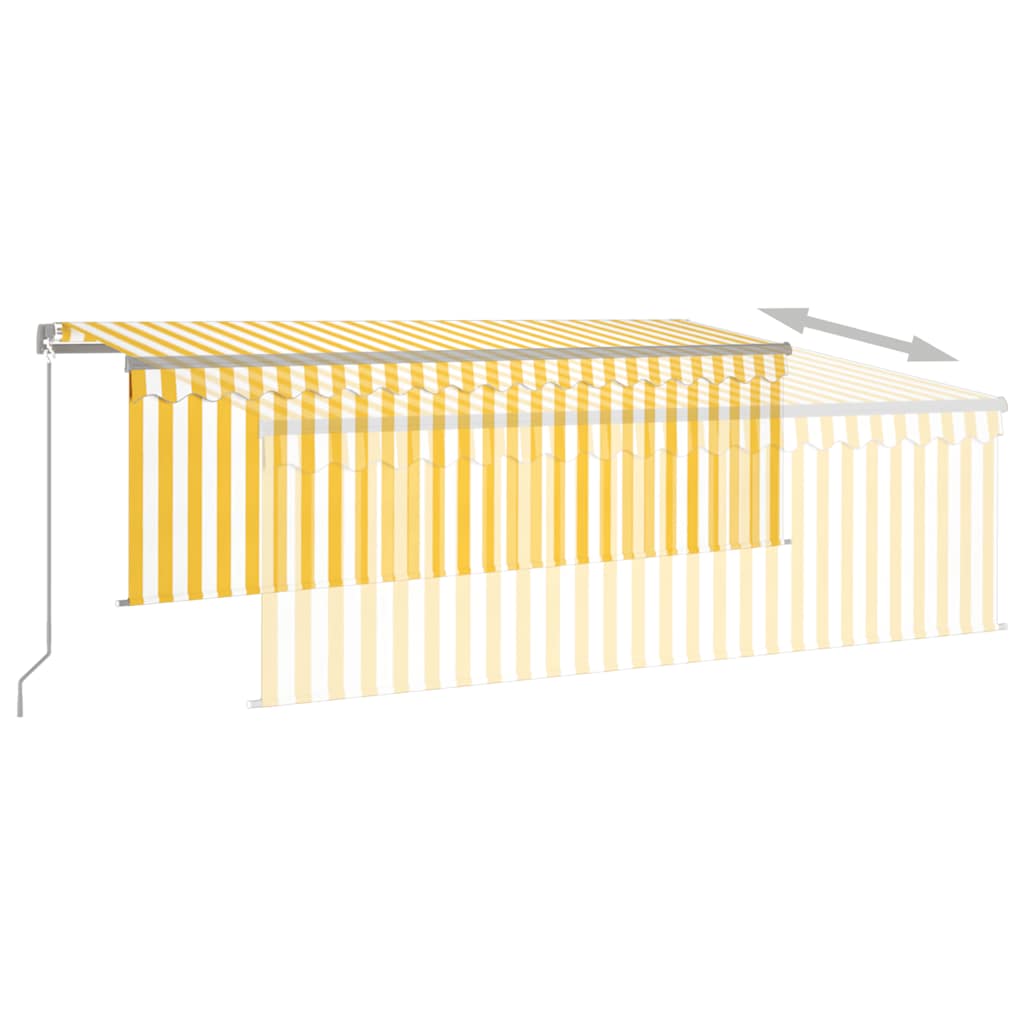 vidaXL Copertină retractabilă manual cu stor&LED, galben&alb, 4x3 m