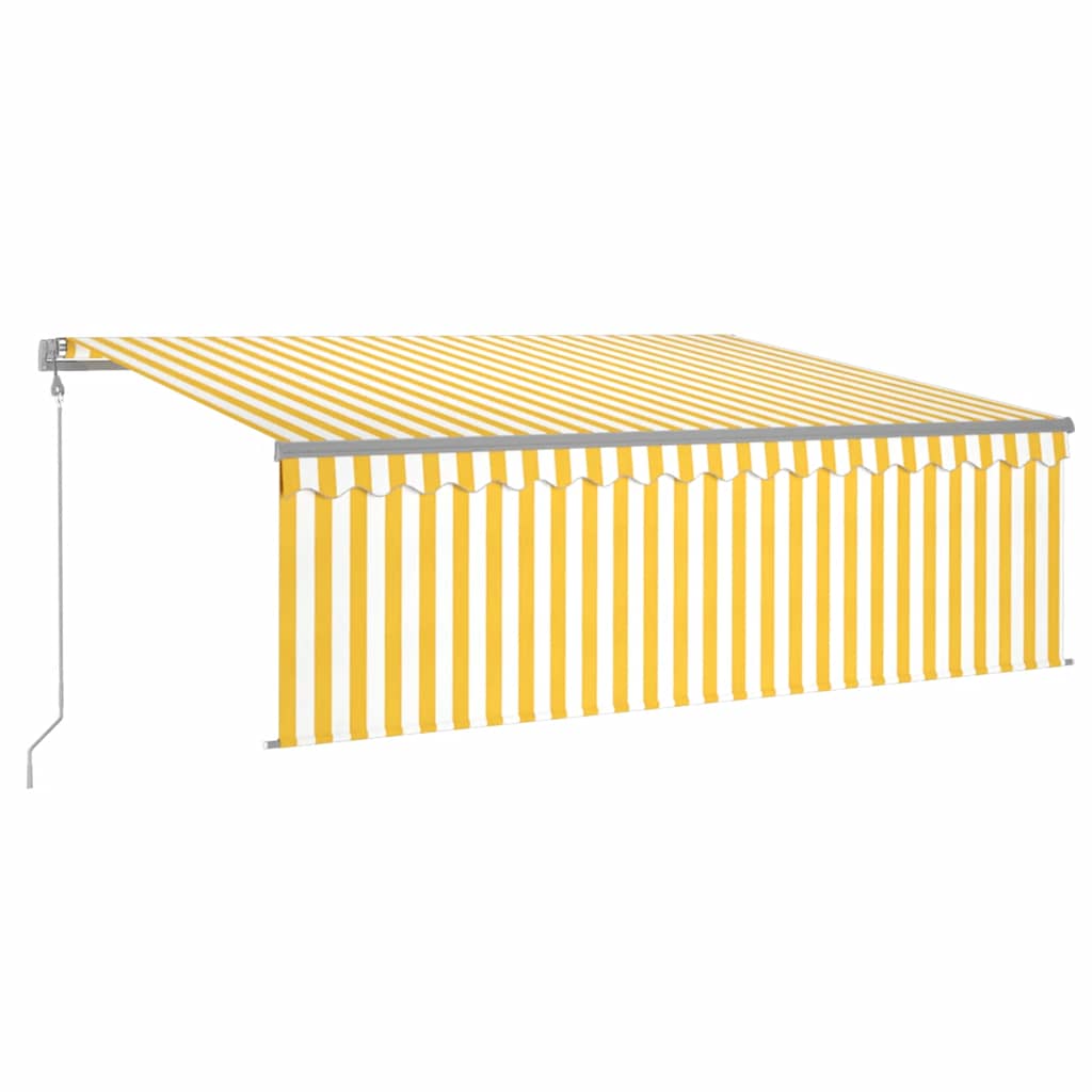 vidaXL Copertină automată cu stor&senzor vânt&LED, galben&alb, 4x3 m vidaXL Copertină automată cu stor&senzor vânt&LED, galben&alb, 4x3 m
