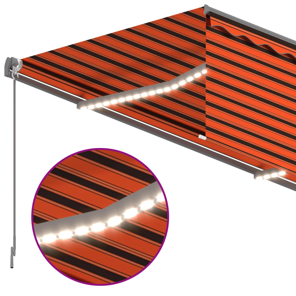 vidaXL Copertină automată cu stor&senzor vânt&LED portocaliu&maro 4x3m vidaXL Copertină automată cu stor&senzor vânt&LED portocaliu&maro 4x3m