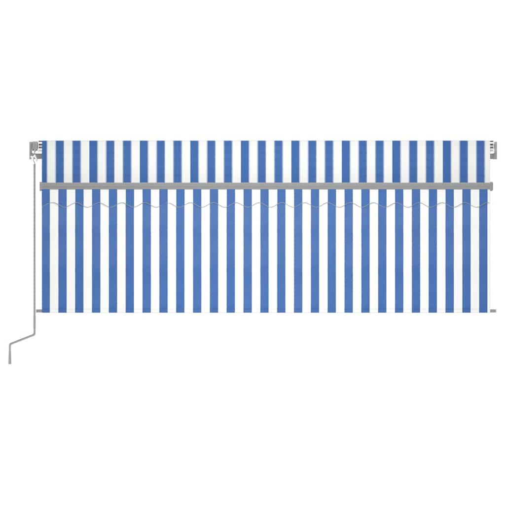 vidaXL Copertină retractabilă manual cu stor, albastru&alb, 4,5x3 m vidaXL Copertină retractabilă manual cu stor, albastru&alb, 4,5x3 m