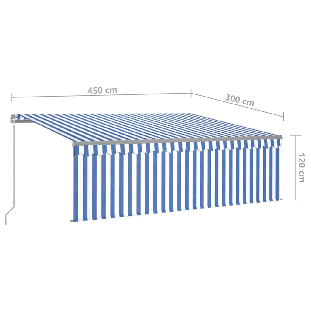 vidaXL Copertină retractabilă manual cu stor, albastru&alb, 4,5x3 m vidaXL Copertină retractabilă manual cu stor, albastru&alb, 4,5x3 m