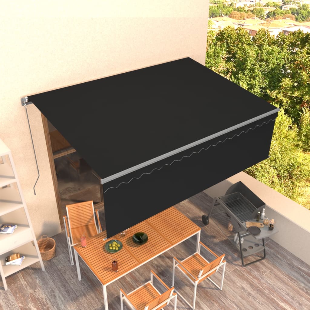 vidaXL Copertină retractabilă manual cu stor, antracit, 4,5x3 m vidaXL Copertină retractabilă manual cu stor, antracit, 4,5x3 m