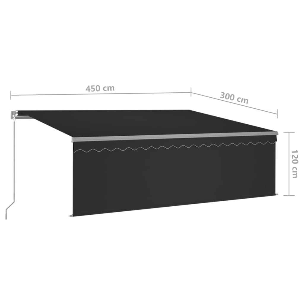 vidaXL Copertină retractabilă manual cu stor&LED, antracit, 4,5x3 m vidaXL Copertină retractabilă manual cu stor&LED, antracit, 4,5x3 m