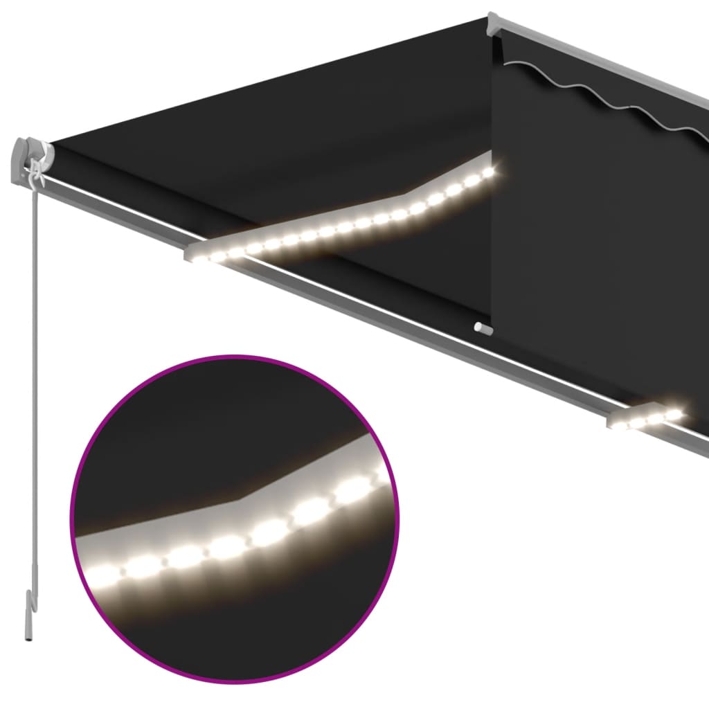 vidaXL Copertină automată cu stor senzor vânt LED, antracit, 4,5x3 m vidaXL Copertină automată cu stor senzor vânt LED, antracit, 4,5x3 m