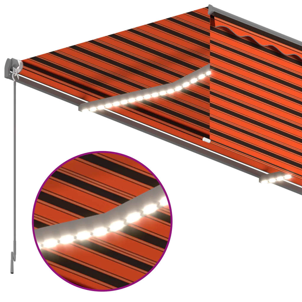vidaXL Copertină automată stor LED senzor vânt portocaliu&maro 4,5x3 m vidaXL Copertină automată stor LED senzor vânt portocaliu&maro 4,5x3 m