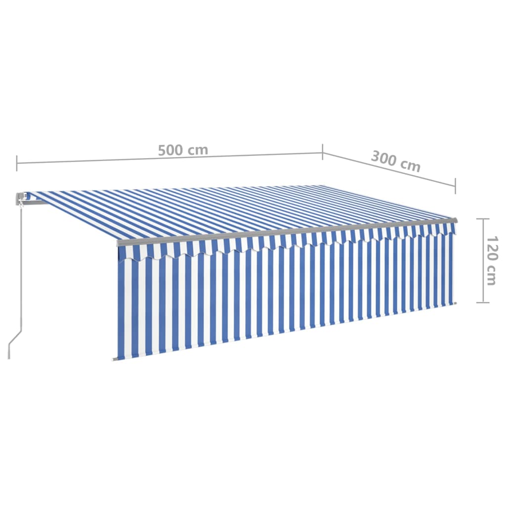 vidaXL Copertină retractabilă manual cu stor, albastru&alb, 5x3 m vidaXL Copertină retractabilă manual cu stor, albastru&alb, 5x3 m
