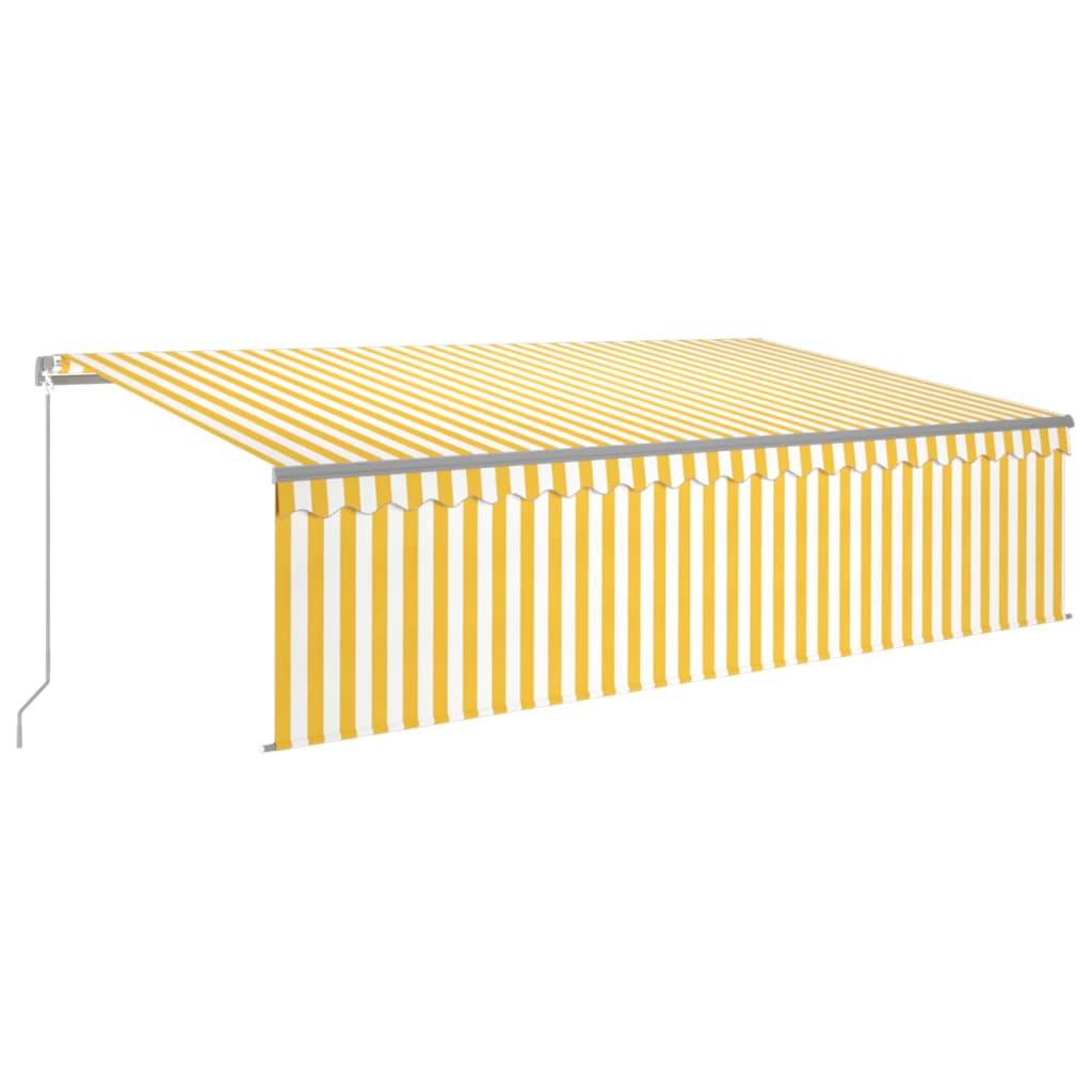 vidaXL Copertină retractabilă manual cu stor, galben&alb, 5x3 m