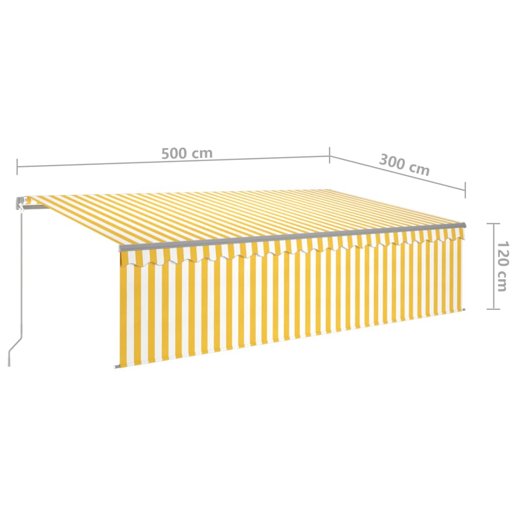 vidaXL Copertină retractabilă manual cu stor, galben&alb, 5x3 m