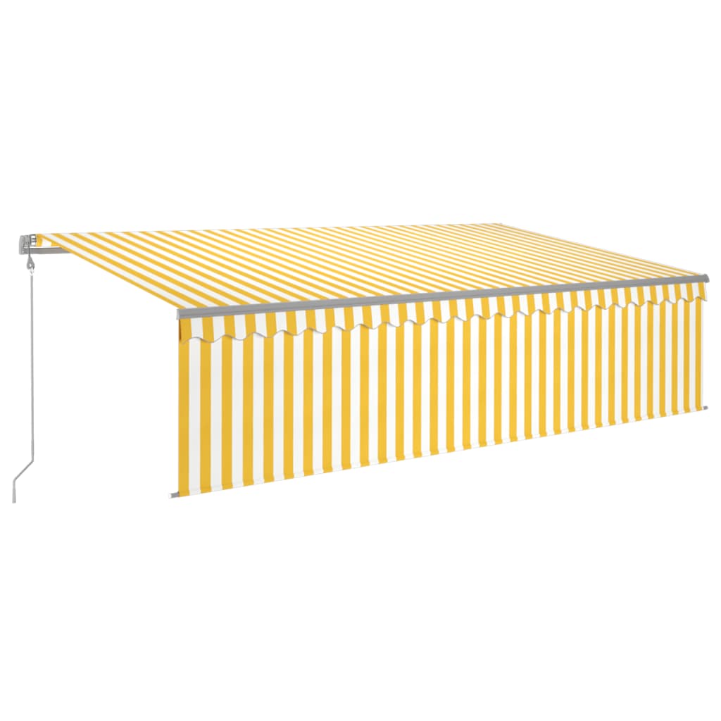 vidaXL Copertină retractabilă manual cu stor, galben&alb, 5x3 m