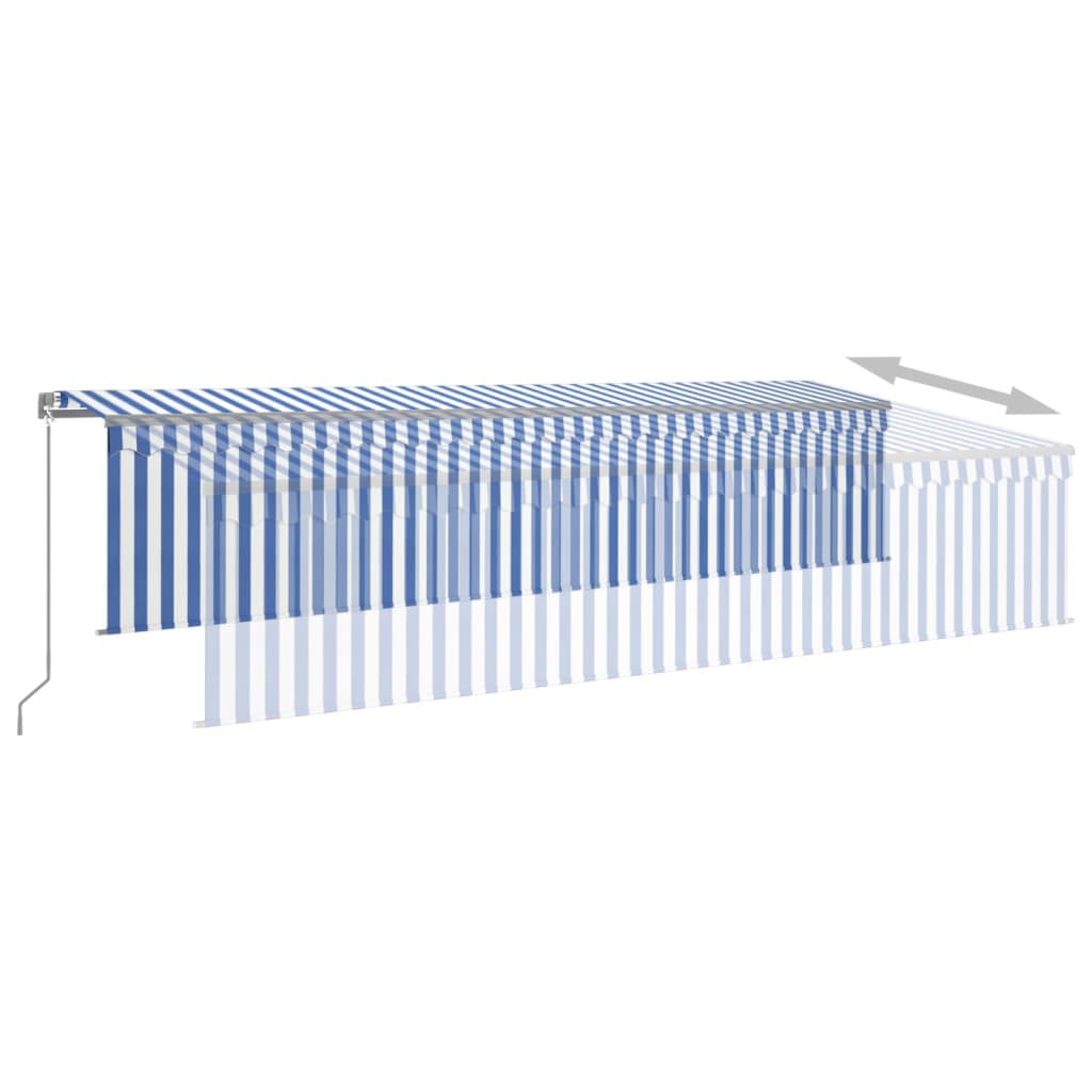 vidaXL Copertină retractabilă manual cu stor, albastru&alb, 6x3 m vidaXL Copertină retractabilă manual cu stor, albastru&alb, 6x3 m
