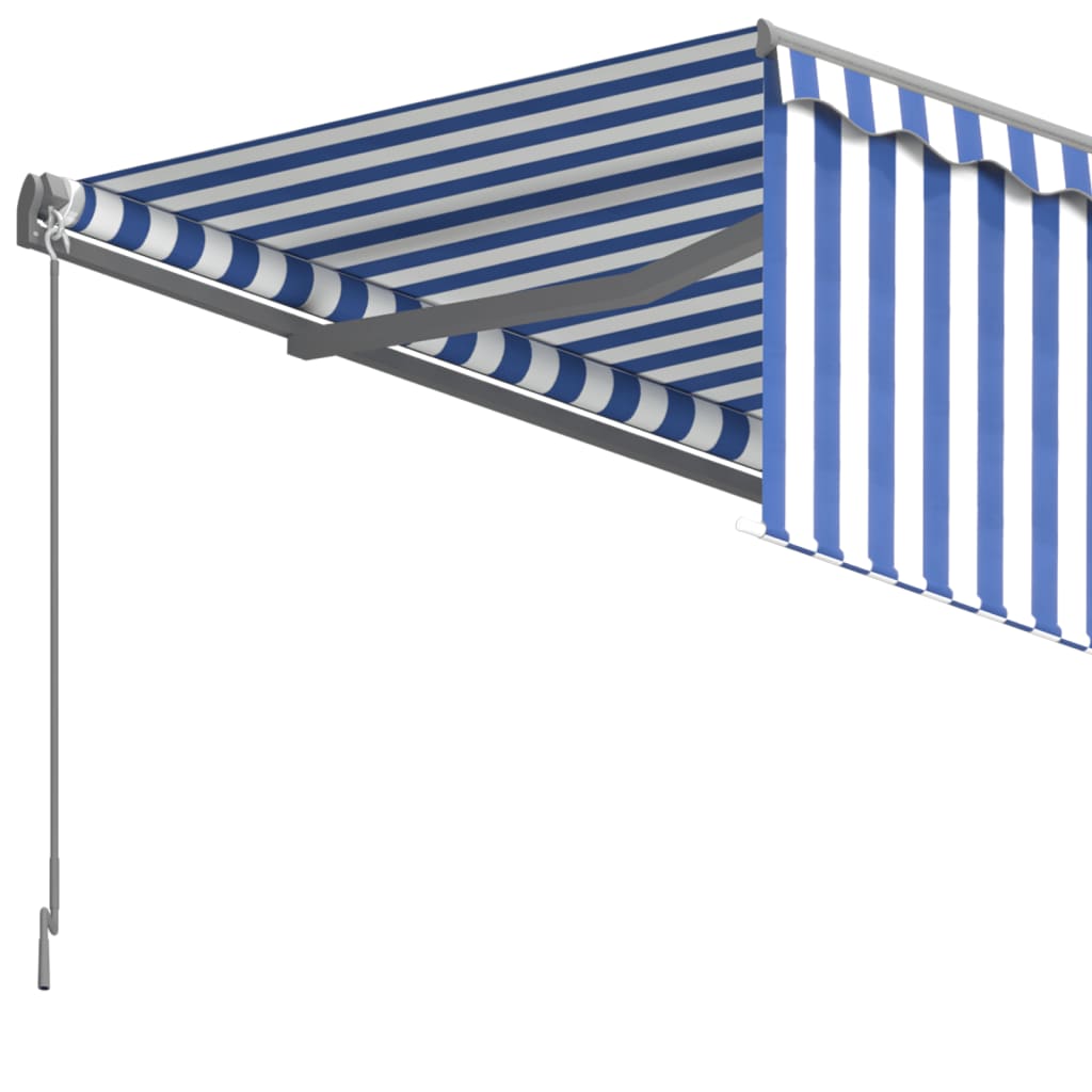 vidaXL Copertină retractabilă automat cu stor, albastru&alb, 6x3 m