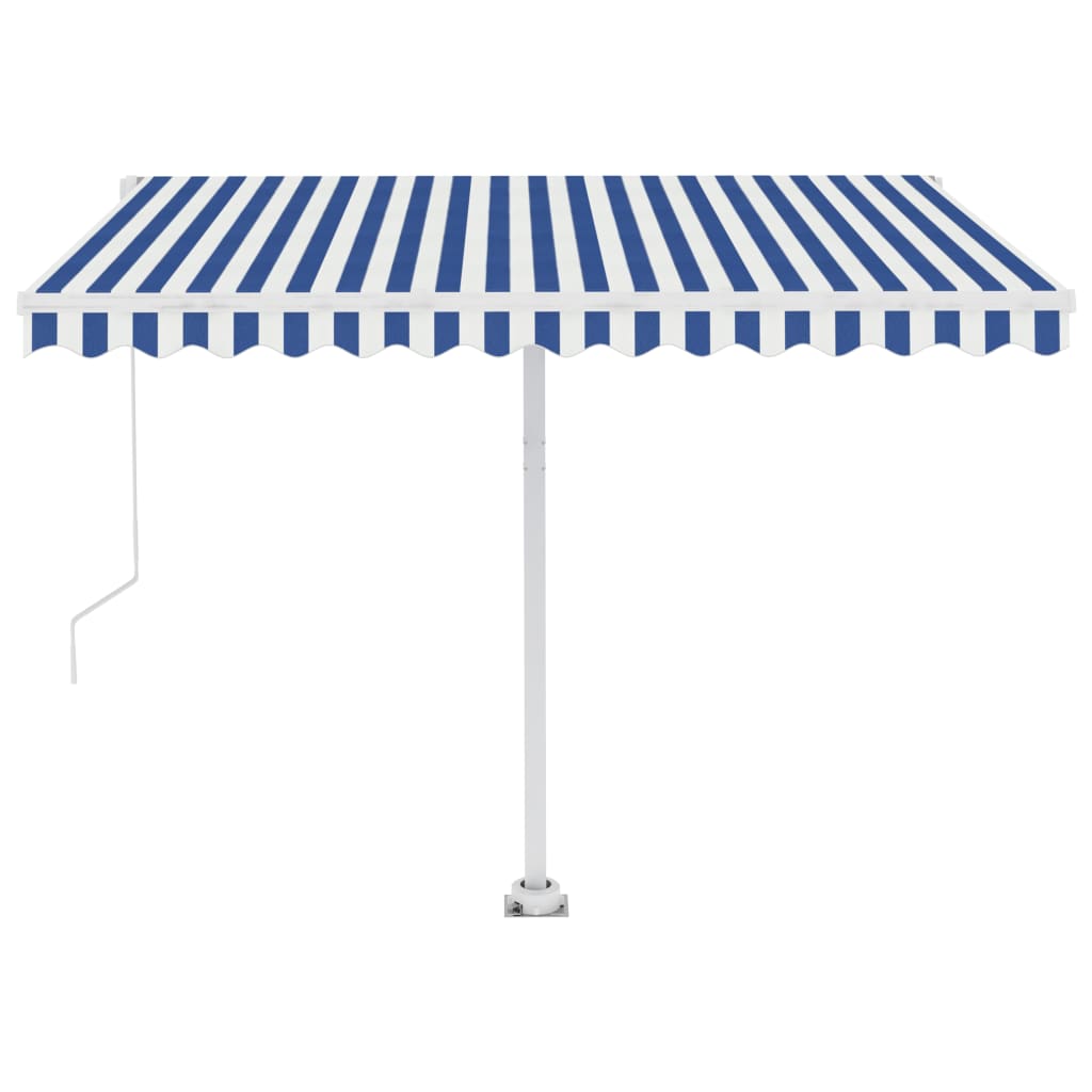 vidaXL Copertină retractabilă manual, albastru/alb, 300x250 cm