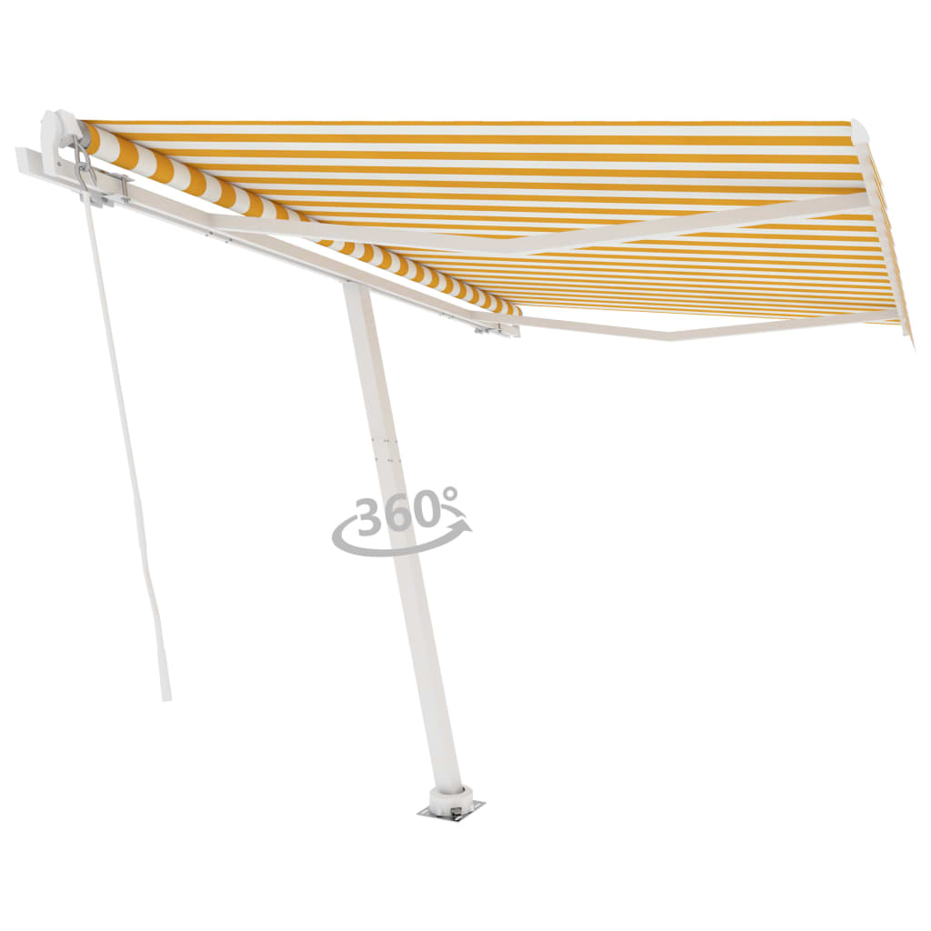 vidaXL Copertină retractabilă manual, galben/alb, 300x250 cm vidaXL Copertină retractabilă manual, galben/alb, 300x250 cm