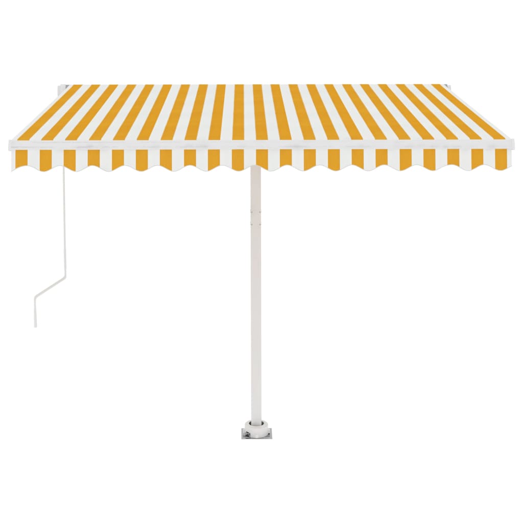 vidaXL Copertină retractabilă manual, galben/alb, 300x250 cm vidaXL Copertină retractabilă manual, galben/alb, 300x250 cm
