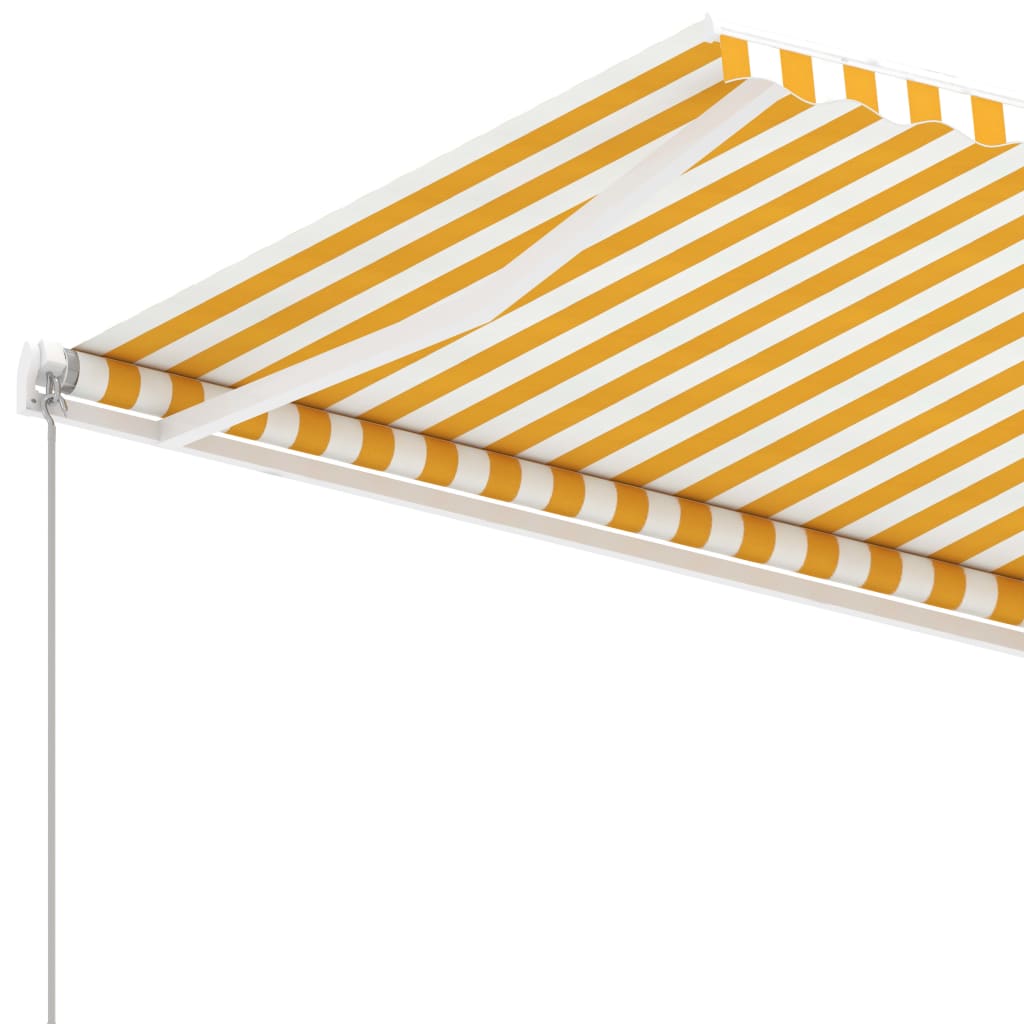 vidaXL Copertină retractabilă manual, galben/alb, 300x250 cm vidaXL Copertină retractabilă manual, galben/alb, 300x250 cm