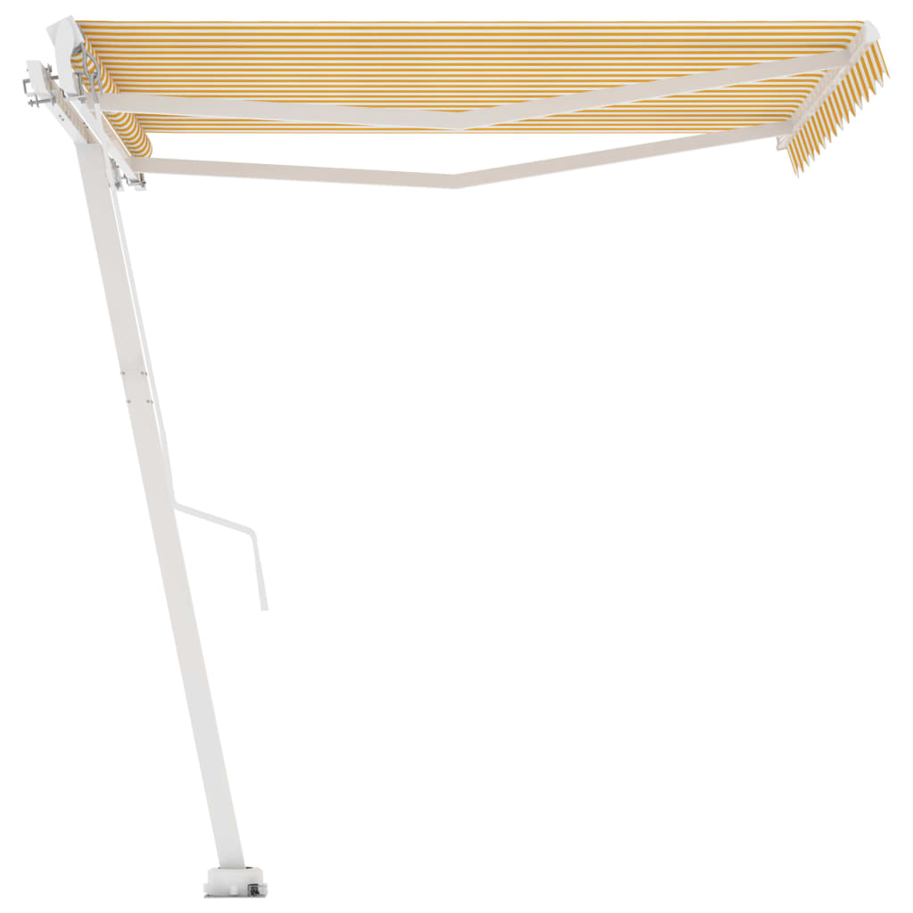 vidaXL Copertină retractabilă manual, galben/alb, 300x250 cm vidaXL Copertină retractabilă manual, galben/alb, 300x250 cm