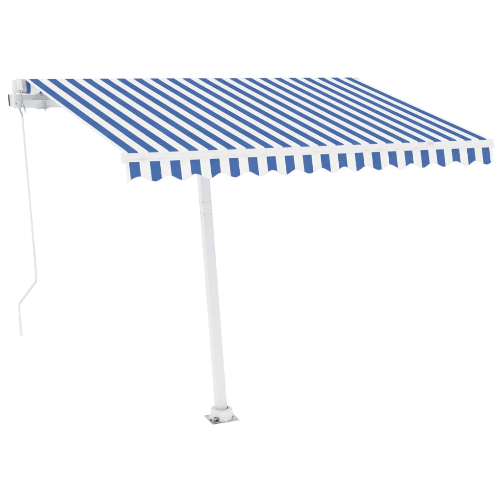 vidaXL Copertină retractabilă manual cu LED albastru și alb 300x250 cm vidaXL Copertină retractabilă manual cu LED albastru și alb 300x250 cm