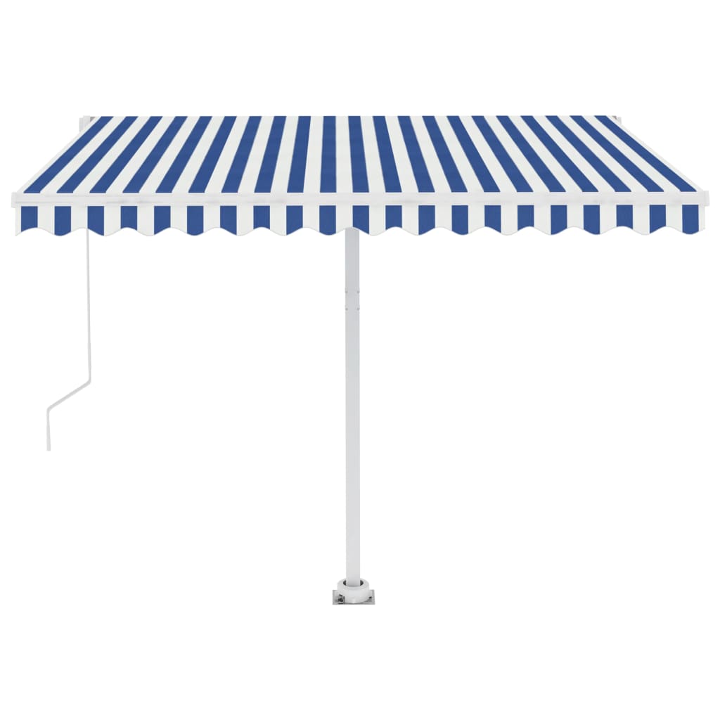 vidaXL Copertină retractabilă manual cu LED albastru și alb 300x250 cm vidaXL Copertină retractabilă manual cu LED albastru și alb 300x250 cm