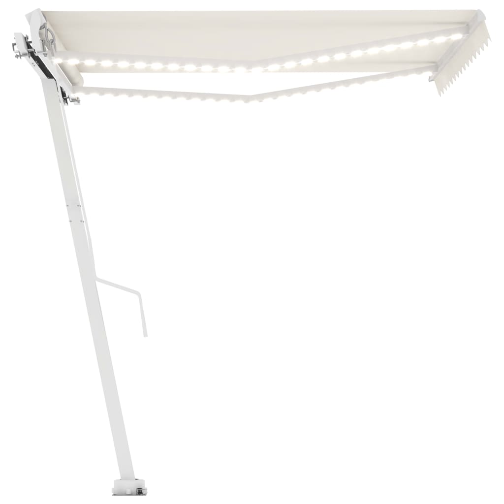 vidaXL Copertină retractabilă manual cu LED, crem, 300x250 cm vidaXL Copertină retractabilă manual cu LED, crem, 300x250 cm