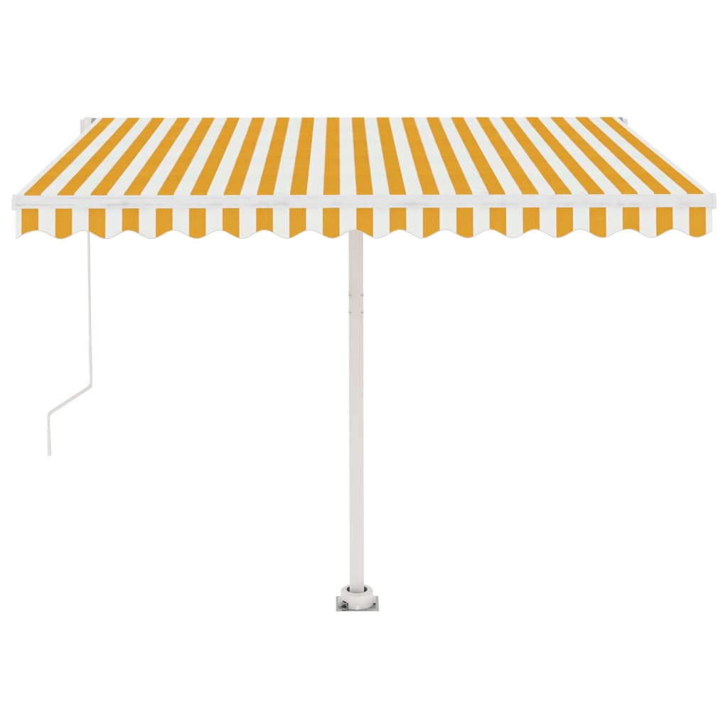 vidaXL Copertină retractabilă manual cu LED, galben și alb, 300x250 cm vidaXL Copertină retractabilă manual cu LED, galben și alb, 300x250 cm